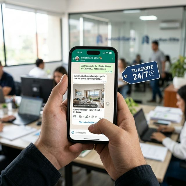 Agente de WhatsApp Inmobiliario entregando propiedades 24/7